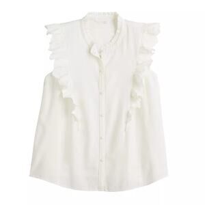 LC Lauren Conrad Sleeveless Ruffle Blouse Medium Lightweight Gauzy Angelcore